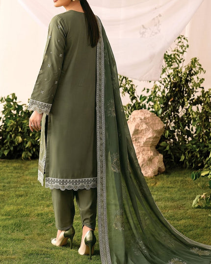 Embroidered Slub Viscose with Crinkle Chiffon Dupatta 3Pc - Mah e Rooh (Hiba)