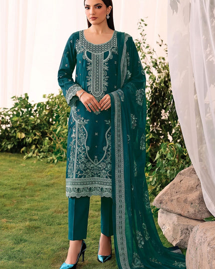 Embroidered Slub Viscose with Crinkle Chiffon Dupatta 3Pc - Mah e Rooh (Hiba)