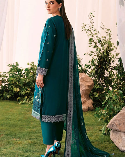 Embroidered Slub Viscose with Crinkle Chiffon Dupatta 3Pc - Mah e Rooh (Hiba)