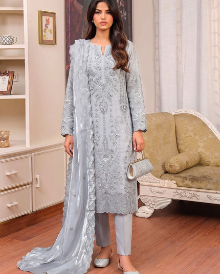 Fancy Shisha Silk with Adda Work Shirt & Dupatta 3Pc - Mah e Rooh (Elzoria)