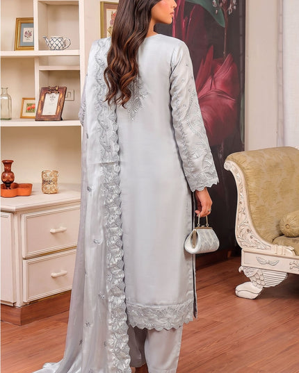 Fancy Shisha Silk with Adda Work Shirt & Dupatta 3Pc - Mah e Rooh (Elzoria)