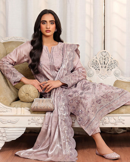 Fancy Shisha Silk with Adda Work Shirt & Dupatta 3Pc - Mah e Rooh (Elzoria)