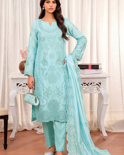 Fancy Shisha Silk with Adda Work Shirt & Dupatta 3Pc - Mah e Rooh (Elzoria)
