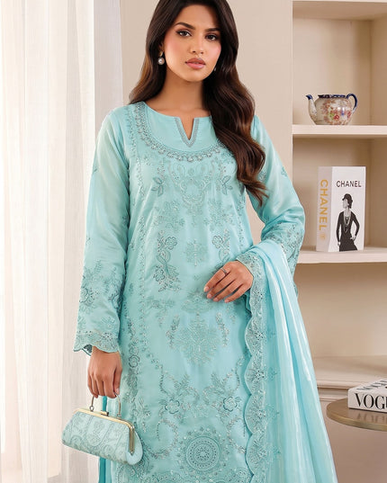 Fancy Shisha Silk with Adda Work Shirt & Dupatta 3Pc - Mah e Rooh (Elzoria)