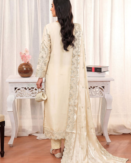 Fancy Shisha Silk with Adda Work Shirt & Dupatta 3Pc - Mah e Rooh (Elzoria)