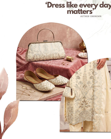 Fancy Shisha Silk with Adda Work Shirt & Dupatta 3Pc - Mah e Rooh (Elzoria)