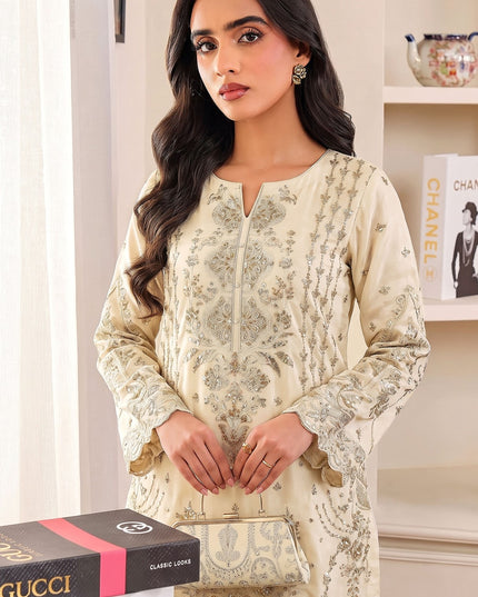 Fancy Shisha Silk with Adda Work Shirt & Dupatta 3Pc - Mah e Rooh (Elzoria)