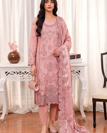 Fancy Shisha Silk with Adda Work Shirt & Dupatta 3Pc - Mah e Rooh (Elzoria)