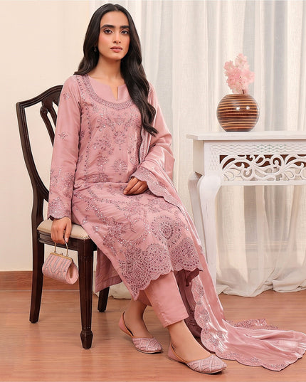 Fancy Shisha Silk with Adda Work Shirt & Dupatta 3Pc - Mah e Rooh (Elzoria)
