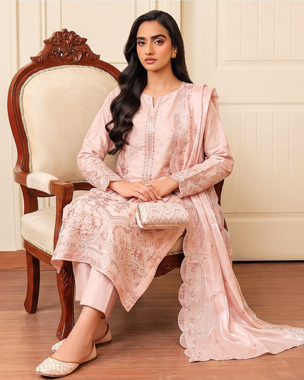 Fancy Shisha Silk with Adda Work Shirt & Dupatta 3Pc - Mah e Rooh (Elzoria)