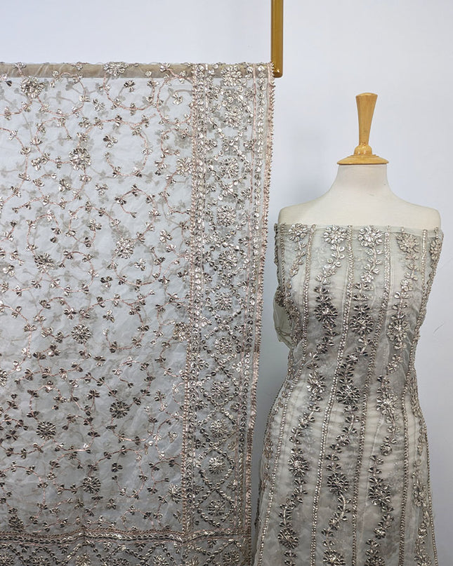 Organza with Handmade Full Jaal Gotta Work Frock 2Pc Unstitched (Dyeable)