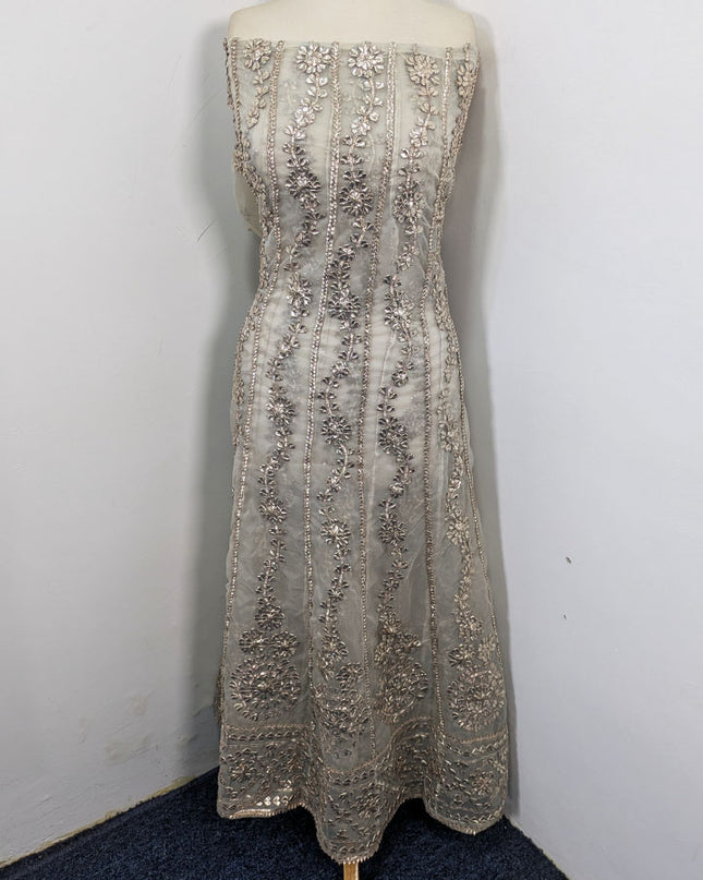 Organza with Handmade Full Jaal Gotta Work Frock 2Pc Unstitched (Dyeable)