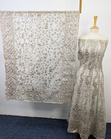 Fancy Handmade Full Jaal Gotta Work Organza Frock 2Pc Unstitched (Dyeable)
