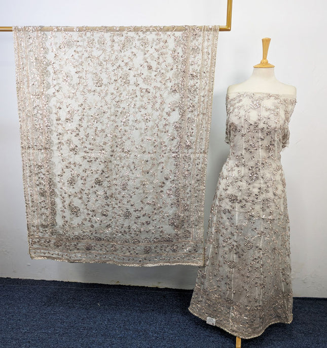 Dyeable Organza with Handmade Full Jaal Gotta Work Frock 2Pc Unstitched