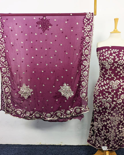Chiffon with Full Jaal Gotta Work Shirt & 4 Sided Border Dupatta 2Pc Unstitched