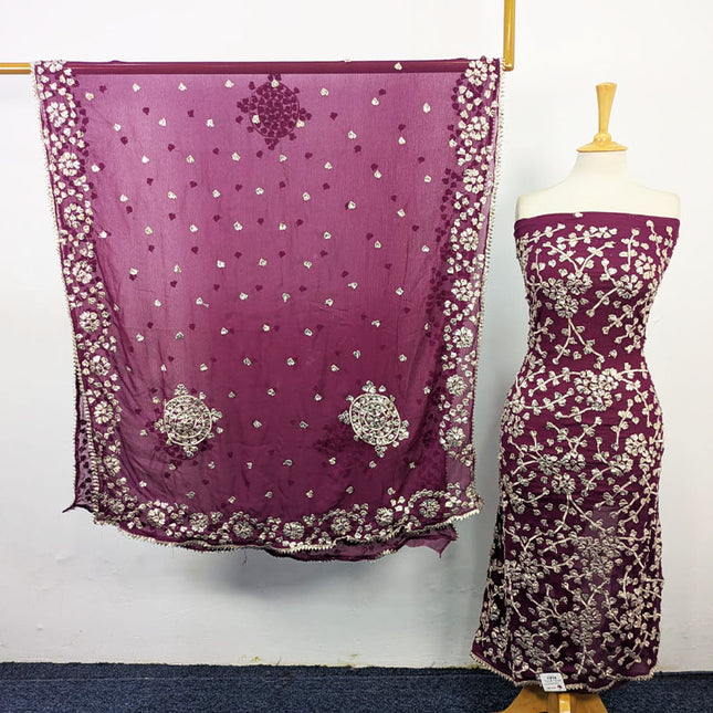 Chiffon with Full Jaal Gotta Work Shirt & 4 Sided Border Dupatta 2Pc Unstitched