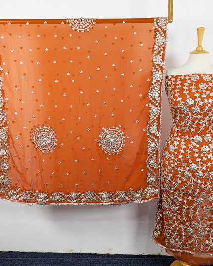 Chiffon with Full Jaal Gotta Work Shirt & 4 Sided Border Dupatta 2Pc Unstitched