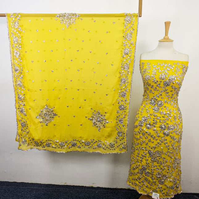 Chiffon with Full Jaal Gotta Work Shirt & 4 Sided Border Dupatta 2Pc Unstitched