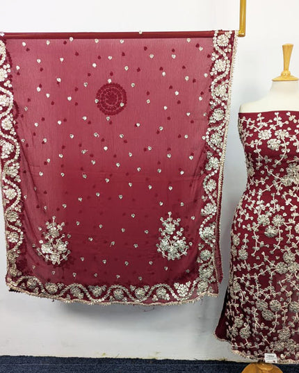 Chiffon with Full Jaal Gotta Work Shirt & 4 Sided Border Dupatta 2Pc Unstitched