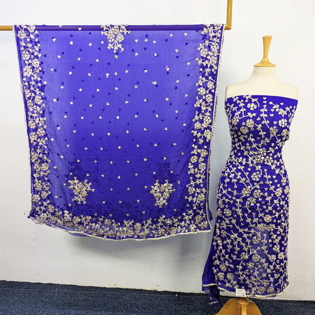 Chiffon with Full Jaal Gotta Work Shirt & 4 Sided Border Dupatta 2Pc Unstitched