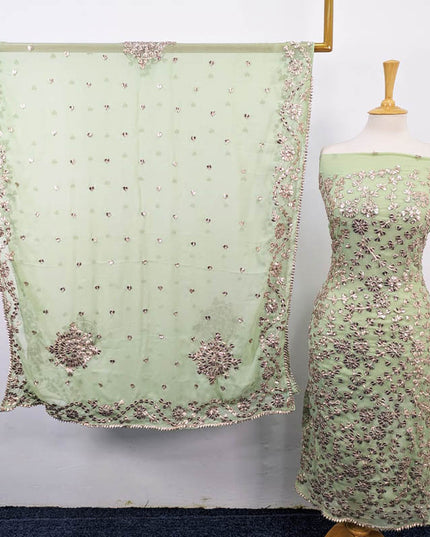 Chiffon with Full Jaal Gotta Work Shirt & 4 Sided Border Dupatta 2Pc Unstitched