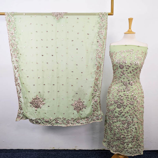 Chiffon with Full Jaal Gotta Work Shirt & 4 Sided Border Dupatta 2Pc Unstitched