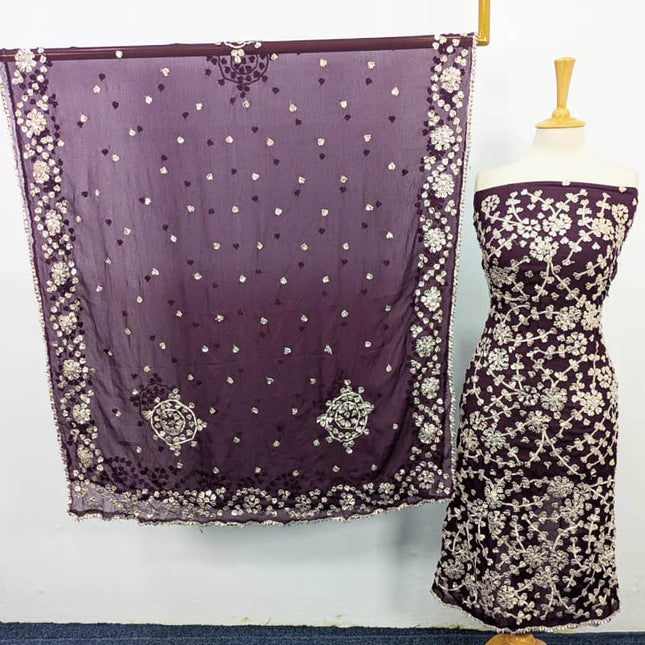 Chiffon with Full Jaal Gotta Work Shirt & 4 Sided Border Dupatta 2Pc Unstitched