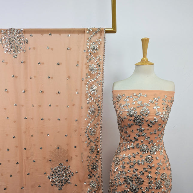 Chiffon with Full Jaal Gotta Work Shirt & 4 Sided Border Dupatta 2Pc Unstitched
