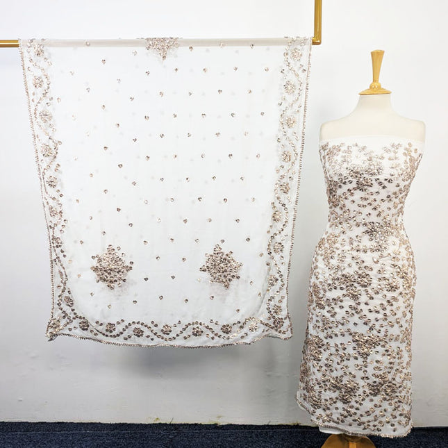 Chiffon with Full Jaal Gotta Work Shirt & 4 Sided Border Dupatta 2Pc Unstitched