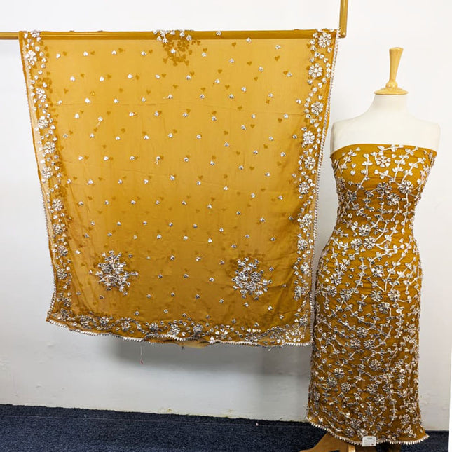 Chiffon with Full Jaal Gotta Work Shirt & 4 Sided Border Dupatta 2Pc Unstitched