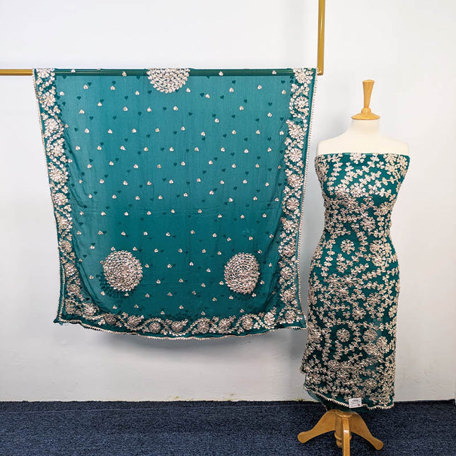 Chiffon with Full Jaal Gotta Work Shirt & 4 Sided Border Dupatta 2Pc Unstitched