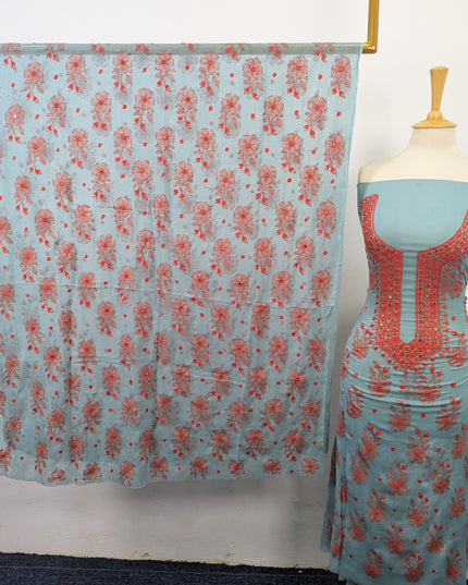 Chiffon with Handmade Kacha Tanka + Mirror Work 2Pc Unstitched