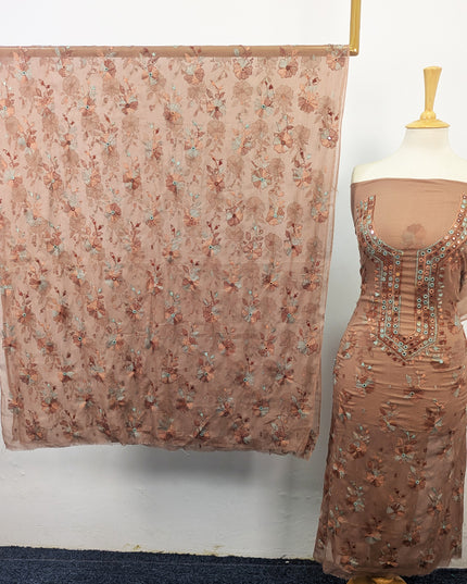 Chiffon with Handmade Kacha Tanka + Mirror Work 2Pc Unstitched