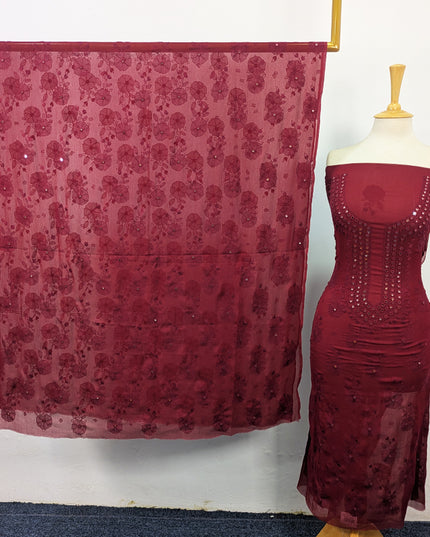 Chiffon with Handmade Kacha Tanka + Mirror Work 2Pc Unstitched
