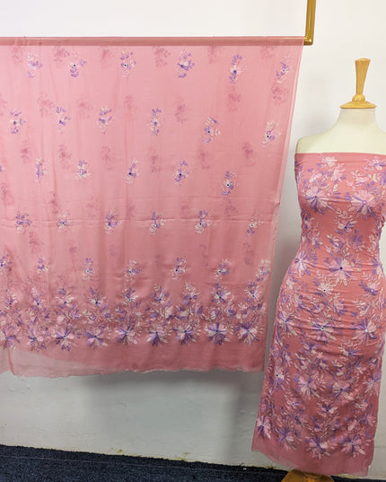 Fancy Chiffon with Kacha Tanka + Mirror Work 2Pc Unstitched
