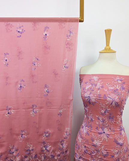 Fancy Chiffon with Kacha Tanka + Mirror Work 2Pc Unstitched
