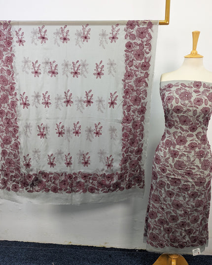 Handamde Kacha Tanka + Mirror Work Chiffon 2Pc Unstitched