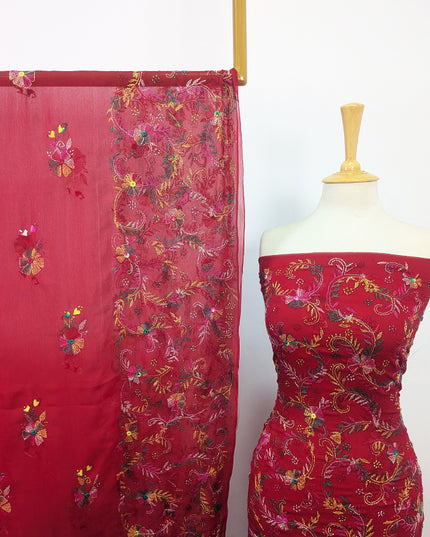 Fancy Chiffon with Handmade Kacha Tanka + Mirror Work 2Pc Unstitched