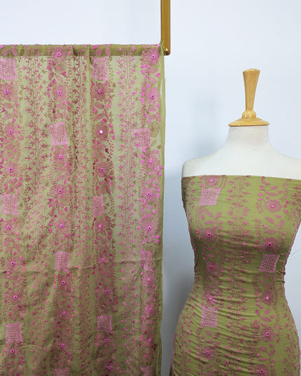 Handmade Tarkashi + Kacha Tanka Work Chiffon 2Pc Unstitched