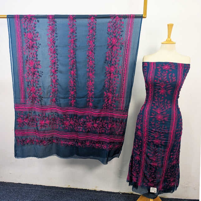 Fancy Chiffon with Handmade Tarkashi + Kacha Tanka Work 2Pc Unstitched