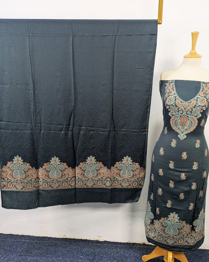 Luxury Wool Pashmina with Kani Work Shirt Dupatta 3Pc Unstitched