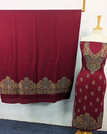 Luxury Wool Pashmina with Kani Work Shirt Dupatta 3Pc Unstitched