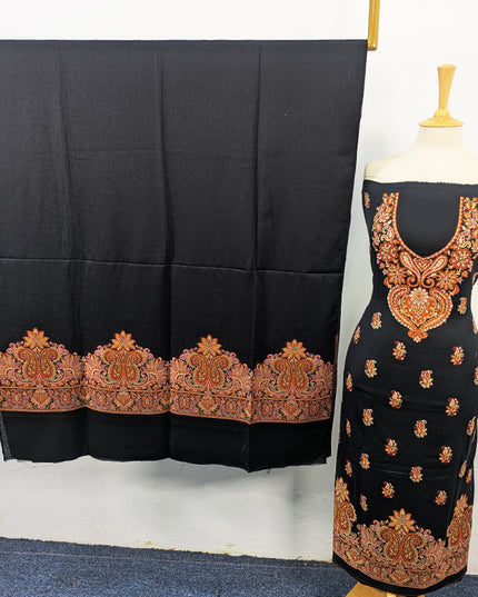 Luxury Wool Pashmina with Kani Work Shirt Dupatta 3Pc Unstitched