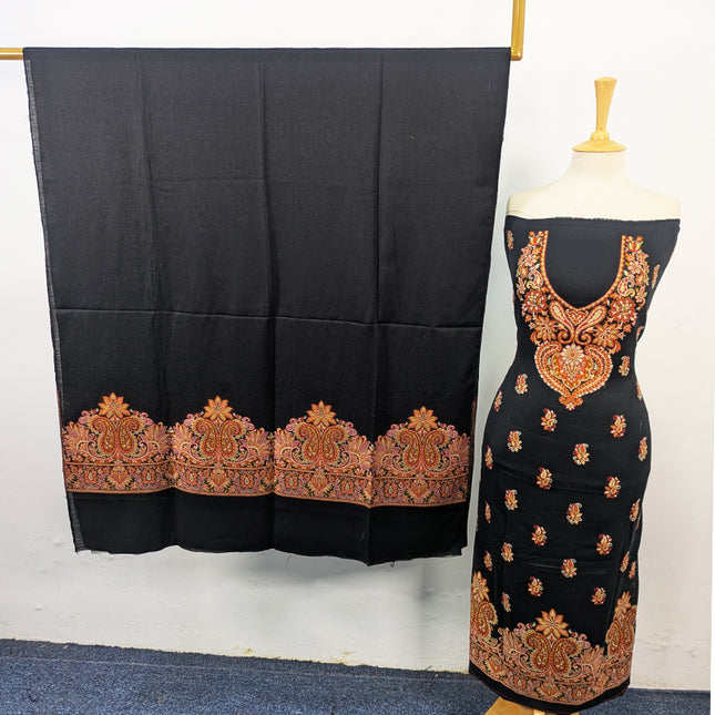 Luxury Wool Pashmina with Kani Work Shirt Dupatta 3Pc Unstitched