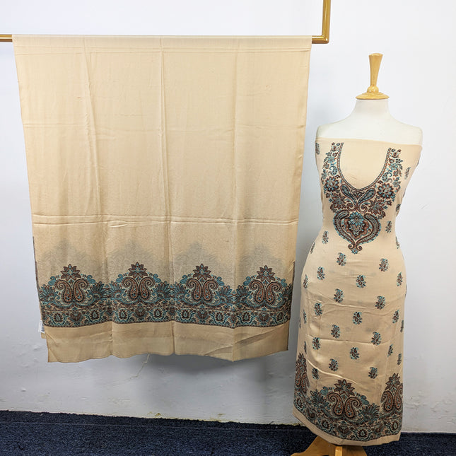 Luxury Wool Pashmina with Kani Work Shirt Dupatta 3Pc Unstitched