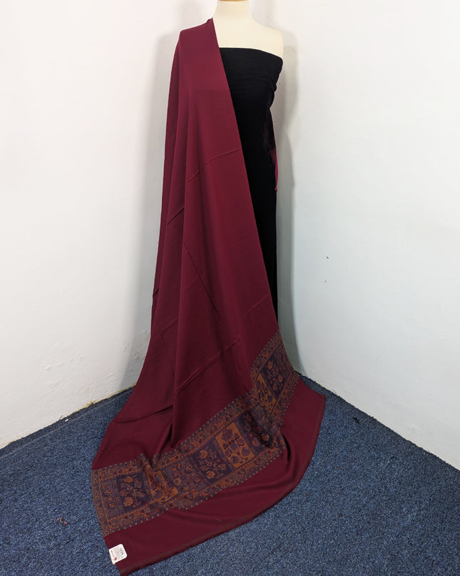 Luxury Wool Pashmina with Kani Border Work Shawl