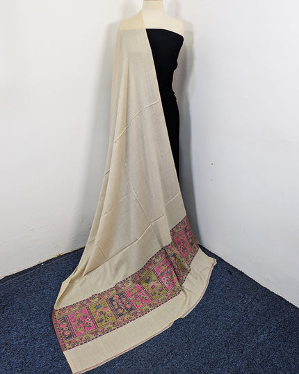Exquisite Wool Pashmina with Kani Border Work Shawl