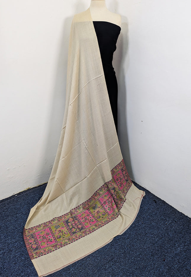 Exquisite Wool Pashmina with Kani Border Work Shawl