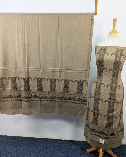 Premium Wool Pashmina with Indian Karhai Work 3Pc Unstitched