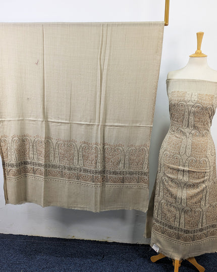 Premium Wool Pashmina with Indian Karhai Work 3Pc Unstitched